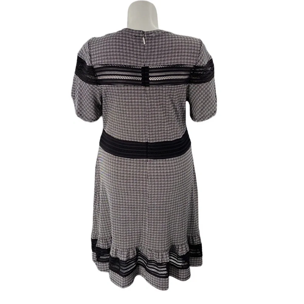 Michael Kors dress size XL black & white peek a boo flounce stretchy zip up - Picture 3 of 14